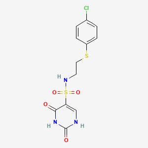 molecular formula C12H12ClN3O4S2 B11302779 N-{2-[(4-chlorophenyl)sulfanyl]ethyl}-2-hydroxy-6-oxo-1,6-dihydropyrimidine-5-sulfonamide 