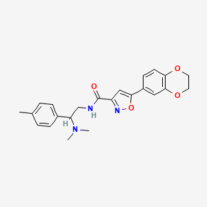 molecular formula C23H25N3O4 B11302796 5-(2,3-dihydro-1,4-benzodioxin-6-yl)-N-[2-(dimethylamino)-2-(4-methylphenyl)ethyl]-1,2-oxazole-3-carboxamide 