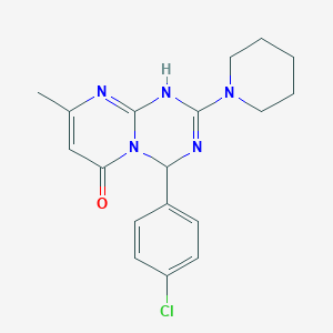 molecular formula C18H20ClN5O B11302821 4-(4-chlorophenyl)-8-methyl-2-(piperidin-1-yl)-1,4-dihydro-6H-pyrimido[1,2-a][1,3,5]triazin-6-one 