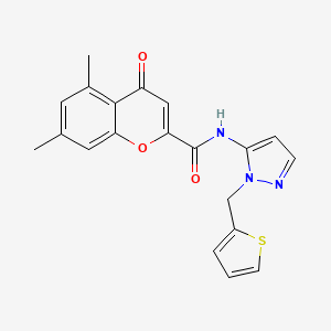 5,7-dimethyl-4-oxo-N-[1-(thiophen-2-ylmethyl)-1H-pyrazol-5-yl]-4H-chromene-2-carboxamide