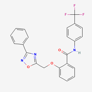 molecular formula C23H16F3N3O3 B11302904 2-[(3-phenyl-1,2,4-oxadiazol-5-yl)methoxy]-N-[4-(trifluoromethyl)phenyl]benzamide 