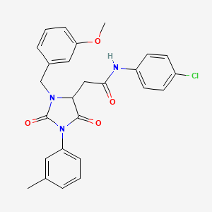 molecular formula C26H24ClN3O4 B11302911 N-(4-chlorophenyl)-2-[3-(3-methoxybenzyl)-1-(3-methylphenyl)-2,5-dioxoimidazolidin-4-yl]acetamide 