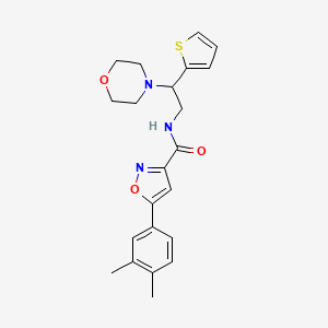 molecular formula C22H25N3O3S B11302928 5-(3,4-dimethylphenyl)-N-[2-(morpholin-4-yl)-2-(thiophen-2-yl)ethyl]-1,2-oxazole-3-carboxamide 