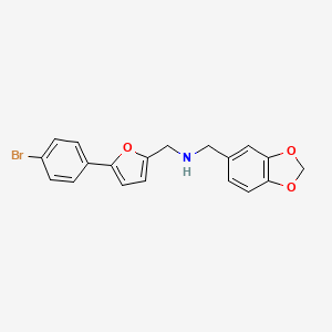 molecular formula C19H16BrNO3 B11302937 1-(1,3-benzodioxol-5-yl)-N-{[5-(4-bromophenyl)furan-2-yl]methyl}methanamine 