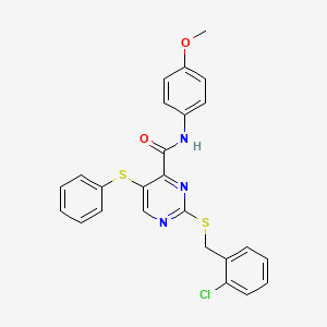 molecular formula C25H20ClN3O2S2 B11302961 2-[(2-chlorobenzyl)sulfanyl]-N-(4-methoxyphenyl)-5-(phenylsulfanyl)pyrimidine-4-carboxamide 