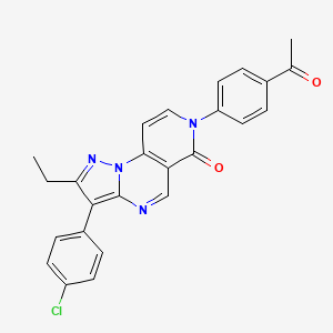 molecular formula C25H19ClN4O2 B11302999 7-(4-acetylphenyl)-3-(4-chlorophenyl)-2-ethylpyrazolo[1,5-a]pyrido[3,4-e]pyrimidin-6(7H)-one 