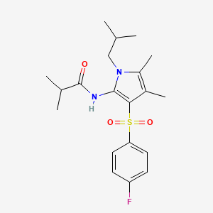 molecular formula C20H27FN2O3S B11303020 N-{3-[(4-fluorophenyl)sulfonyl]-4,5-dimethyl-1-(2-methylpropyl)-1H-pyrrol-2-yl}-2-methylpropanamide 