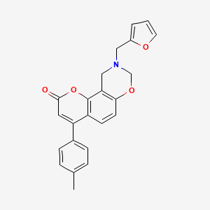 9-(furan-2-ylmethyl)-4-(4-methylphenyl)-9,10-dihydro-2H,8H-chromeno[8,7-e][1,3]oxazin-2-one