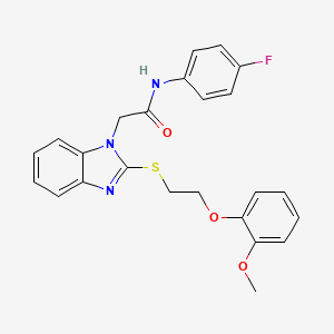 N-(4-fluorophenyl)-2-(2-{[2-(2-methoxyphenoxy)ethyl]sulfanyl}-1H-benzimidazol-1-yl)acetamide