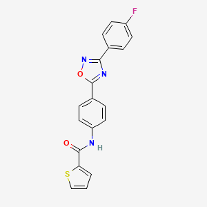 molecular formula C19H12FN3O2S B11303081 N-{4-[3-(4-fluorophenyl)-1,2,4-oxadiazol-5-yl]phenyl}thiophene-2-carboxamide 