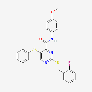 2-[(2-fluorobenzyl)sulfanyl]-N-(4-methoxyphenyl)-5-(phenylsulfanyl)pyrimidine-4-carboxamide