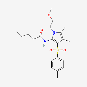 molecular formula C21H30N2O4S B11303130 N-{1-(2-methoxyethyl)-4,5-dimethyl-3-[(4-methylphenyl)sulfonyl]-1H-pyrrol-2-yl}pentanamide 