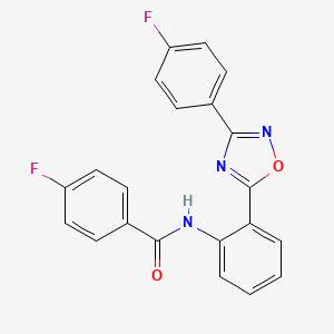 molecular formula C21H13F2N3O2 B11303168 4-fluoro-N-{2-[3-(4-fluorophenyl)-1,2,4-oxadiazol-5-yl]phenyl}benzamide 