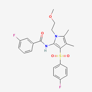 molecular formula C22H22F2N2O4S B11303223 3-fluoro-N-[3-[(4-fluorophenyl)sulfonyl]-1-(2-methoxyethyl)-4,5-dimethyl-1H-pyrrol-2-yl]benzamide 