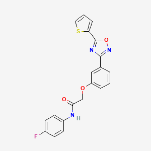 molecular formula C20H14FN3O3S B11303274 N-(4-fluorophenyl)-2-{3-[5-(thiophen-2-yl)-1,2,4-oxadiazol-3-yl]phenoxy}acetamide 