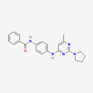 molecular formula C22H23N5O B11303307 N-(4-{[6-Methyl-2-(pyrrolidin-1-YL)pyrimidin-4-YL]amino}phenyl)benzamide 