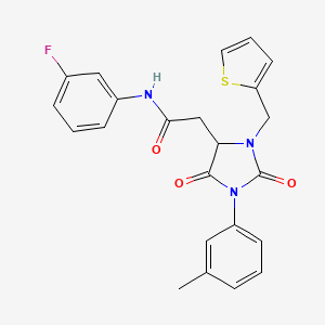 molecular formula C23H20FN3O3S B11303340 N-(3-fluorophenyl)-2-[1-(3-methylphenyl)-2,5-dioxo-3-(thiophen-2-ylmethyl)imidazolidin-4-yl]acetamide 