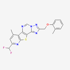 13-(difluoromethyl)-11-methyl-4-[(2-methylphenoxy)methyl]-16-thia-3,5,6,8,14-pentazatetracyclo[7.7.0.02,6.010,15]hexadeca-1(9),2,4,7,10(15),11,13-heptaene