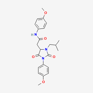 molecular formula C23H27N3O5 B11303356 N-(4-methoxyphenyl)-2-[1-(4-methoxyphenyl)-3-(2-methylpropyl)-2,5-dioxoimidazolidin-4-yl]acetamide 