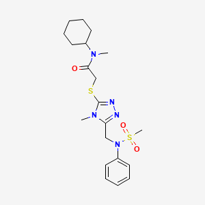 N-cyclohexyl-N-methyl-2-[(4-methyl-5-{[(methylsulfonyl)(phenyl)amino]methyl}-4H-1,2,4-triazol-3-yl)sulfanyl]acetamide