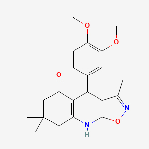 molecular formula C21H24N2O4 B11303366 4-(3,4-Dimethoxyphenyl)-3,7,7-trimethyl-4,6,7,8-tetrahydro[1,2]oxazolo[5,4-b]quinolin-5-ol 