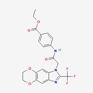 ethyl 4-({[2-(trifluoromethyl)-6,7-dihydro-1H-[1,4]dioxino[2,3-f]benzimidazol-1-yl]acetyl}amino)benzoate