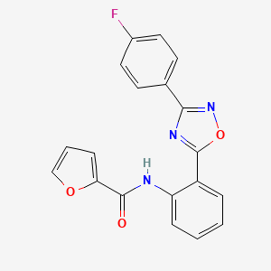 molecular formula C19H12FN3O3 B11303410 N-{2-[3-(4-fluorophenyl)-1,2,4-oxadiazol-5-yl]phenyl}furan-2-carboxamide 