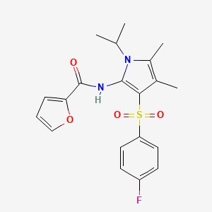 molecular formula C20H21FN2O4S B11303452 N-{3-[(4-fluorophenyl)sulfonyl]-4,5-dimethyl-1-(propan-2-yl)-1H-pyrrol-2-yl}furan-2-carboxamide 