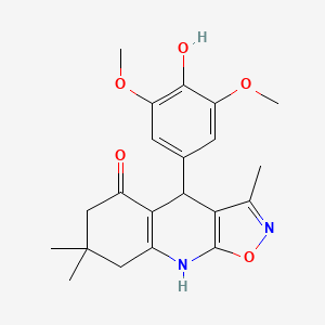 molecular formula C21H24N2O5 B11303468 4-(4-Hydroxy-3,5-dimethoxyphenyl)-3,7,7-trimethyl-4,6,7,8-tetrahydro[1,2]oxazolo[5,4-b]quinolin-5-ol 