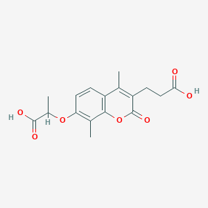 molecular formula C17H18O7 B11303506 2-{[3-(2-carboxyethyl)-4,8-dimethyl-2-oxo-2H-chromen-7-yl]oxy}propanoic acid 