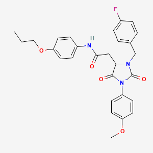 2-[3-(4-fluorobenzyl)-1-(4-methoxyphenyl)-2,5-dioxoimidazolidin-4-yl]-N-(4-propoxyphenyl)acetamide