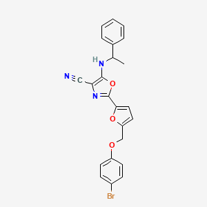 2-{5-[(4-Bromophenoxy)methyl]furan-2-yl}-5-[(1-phenylethyl)amino]-1,3-oxazole-4-carbonitrile