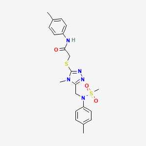 molecular formula C21H25N5O3S2 B11303556 2-[(4-methyl-5-{[(4-methylphenyl)(methylsulfonyl)amino]methyl}-4H-1,2,4-triazol-3-yl)sulfanyl]-N-(4-methylphenyl)acetamide 