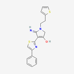 molecular formula C19H17N3OS2 B11303602 5-amino-4-(4-phenyl-1,3-thiazol-2-yl)-1-[2-(2-thienyl)ethyl]-1,2-dihydro-3H-pyrrol-3-one 