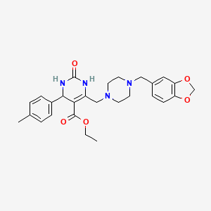 Ethyl 6-{[4-(1,3-benzodioxol-5-ylmethyl)piperazin-1-yl]methyl}-4-(4-methylphenyl)-2-oxo-1,2,3,4-tetrahydropyrimidine-5-carboxylate