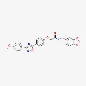 molecular formula C25H21N3O6 B11303693 N-(1,3-benzodioxol-5-ylmethyl)-2-{4-[3-(4-methoxyphenyl)-1,2,4-oxadiazol-5-yl]phenoxy}acetamide 