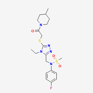 N-[(4-ethyl-5-{[2-(4-methylpiperidin-1-yl)-2-oxoethyl]sulfanyl}-4H-1,2,4-triazol-3-yl)methyl]-N-(4-fluorophenyl)methanesulfonamide