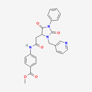 molecular formula C25H22N4O5 B11303751 Methyl 4-({[2,5-dioxo-1-phenyl-3-(pyridin-3-ylmethyl)imidazolidin-4-yl]acetyl}amino)benzoate 