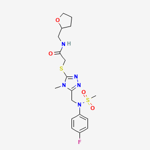 2-[(5-{[(4-fluorophenyl)(methylsulfonyl)amino]methyl}-4-methyl-4H-1,2,4-triazol-3-yl)sulfanyl]-N-(tetrahydrofuran-2-ylmethyl)acetamide