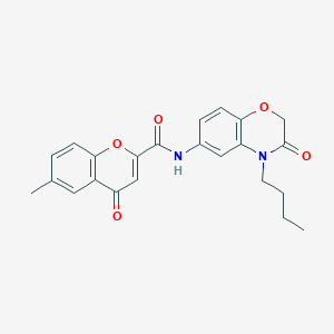 molecular formula C23H22N2O5 B11303787 N-(4-butyl-3-oxo-3,4-dihydro-2H-1,4-benzoxazin-6-yl)-6-methyl-4-oxo-4H-chromene-2-carboxamide 