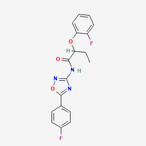 molecular formula C18H15F2N3O3 B11303839 2-(2-fluorophenoxy)-N-[5-(4-fluorophenyl)-1,2,4-oxadiazol-3-yl]butanamide 