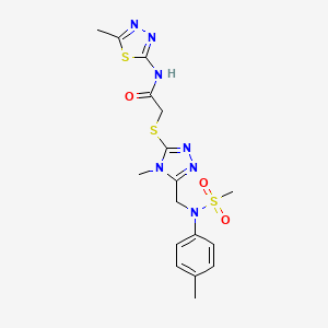 2-[(4-methyl-5-{[(4-methylphenyl)(methylsulfonyl)amino]methyl}-4H-1,2,4-triazol-3-yl)sulfanyl]-N-(5-methyl-1,3,4-thiadiazol-2-yl)acetamide