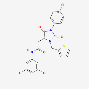 2-[1-(4-chlorophenyl)-2,5-dioxo-3-(thiophen-2-ylmethyl)imidazolidin-4-yl]-N-(3,5-dimethoxyphenyl)acetamide