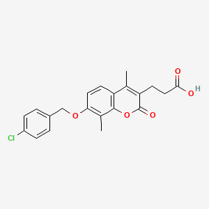 molecular formula C21H19ClO5 B11303912 3-{7-[(4-chlorobenzyl)oxy]-4,8-dimethyl-2-oxo-2H-chromen-3-yl}propanoic acid 