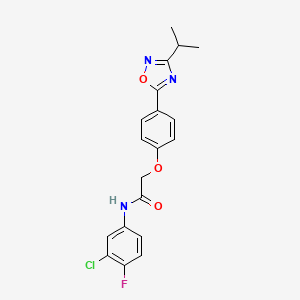 molecular formula C19H17ClFN3O3 B11303936 N-(3-chloro-4-fluorophenyl)-2-{4-[3-(propan-2-yl)-1,2,4-oxadiazol-5-yl]phenoxy}acetamide 