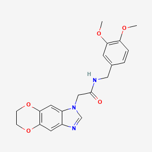 molecular formula C20H21N3O5 B11303962 2-(6,7-dihydro-1H-[1,4]dioxino[2,3-f]benzimidazol-1-yl)-N-(3,4-dimethoxybenzyl)acetamide 