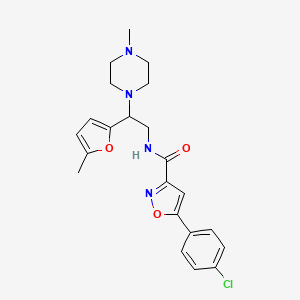 molecular formula C22H25ClN4O3 B11303965 5-(4-chlorophenyl)-N-[2-(5-methylfuran-2-yl)-2-(4-methylpiperazin-1-yl)ethyl]-1,2-oxazole-3-carboxamide 