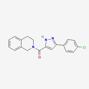 molecular formula C19H16ClN3O B11303983 [5-(4-chlorophenyl)-1H-pyrazol-3-yl](3,4-dihydroisoquinolin-2(1H)-yl)methanone 