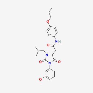 2-[1-(3-methoxyphenyl)-3-(2-methylpropyl)-2,5-dioxoimidazolidin-4-yl]-N-(4-propoxyphenyl)acetamide