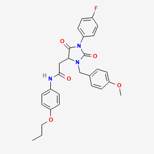 2-[1-(4-fluorophenyl)-3-(4-methoxybenzyl)-2,5-dioxoimidazolidin-4-yl]-N-(4-propoxyphenyl)acetamide